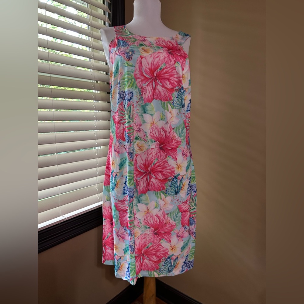 Jean Pierre Pink and Green Floral Dress